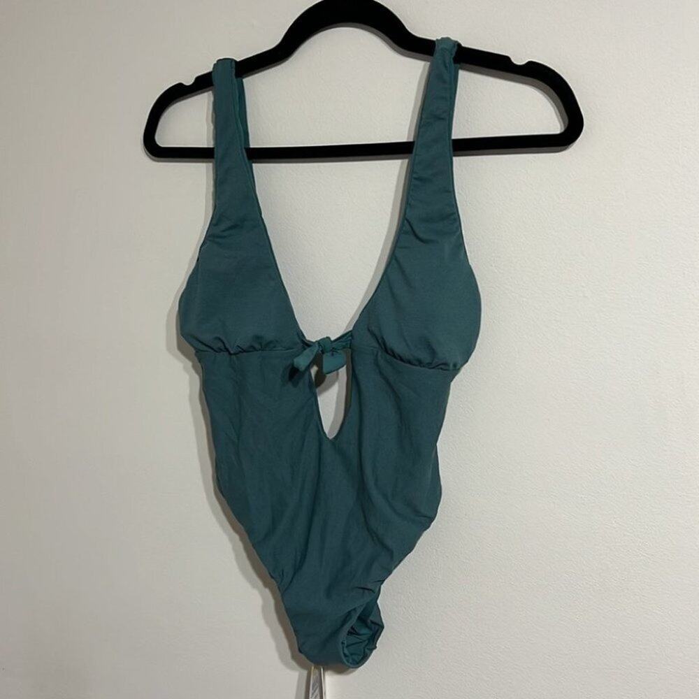 the bikini lab solid tie front one piece swim suit Size Medium - Picture 2 of 5